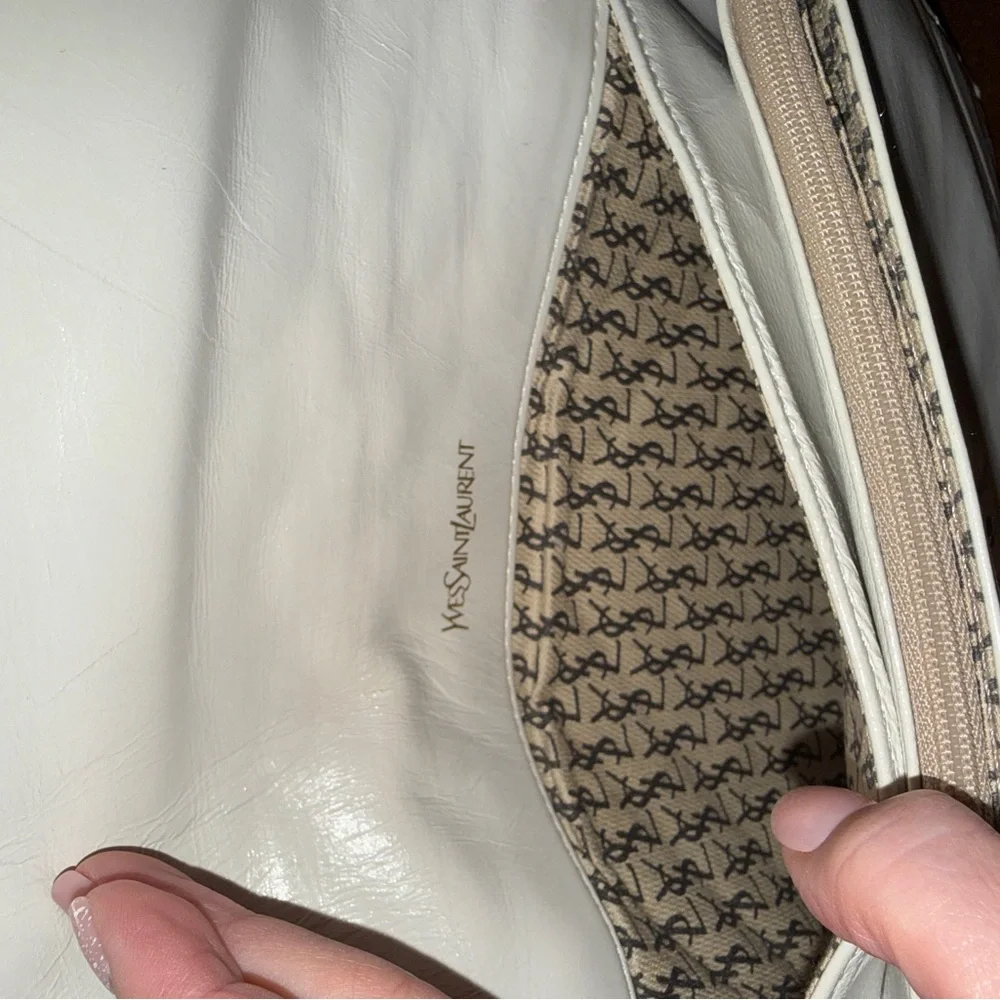 Vintage Yves Saint Laurent Off White Leather Clutch, Second Bag - Picture 4 of 10